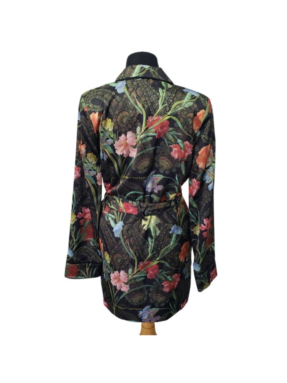 Off-White $2625 Black Floral Belted Smoking Jacket Maximalism Robe Virgil Abloh - Picture 3 of 16